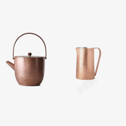 铜器茶壶与杯子素材