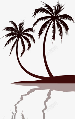 夏日椰树剪影矢量图素材