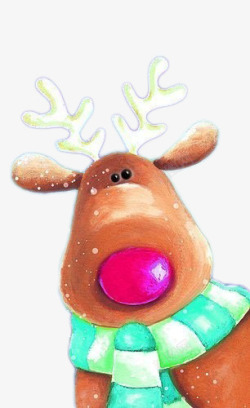 手绘彩色圣诞节麋鹿素材