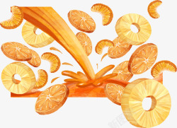 水彩橙子菠萝汁矢量图素材