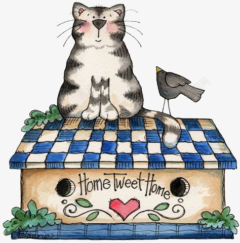 猫咪和房子png免抠素材_88icon https://88icon.com 创意 卡通 房子 手绘 猫咪