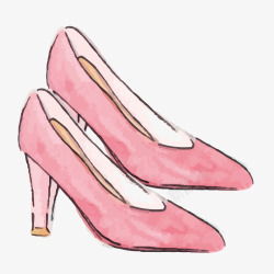 一双粉红色高跟鞋矢量图素材