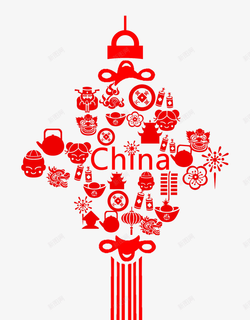 中国元素中国结png免抠素材_88icon https://88icon.com 中国元素 中国元素中国结 中国结 元素 拼接 红