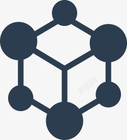 蓝色结构体深蓝色立方体结构图标高清图片