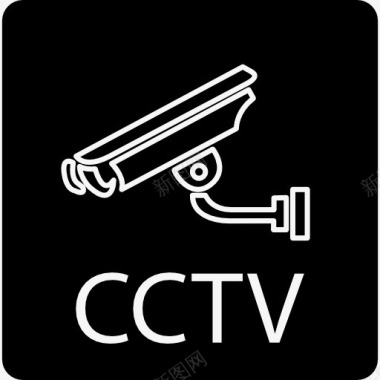 一个字母监控摄像机和CCTV字母在一个广场图标图标