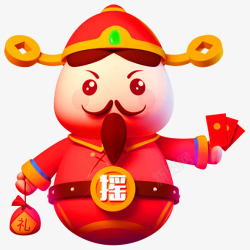 红色中国风财神装饰图案素材