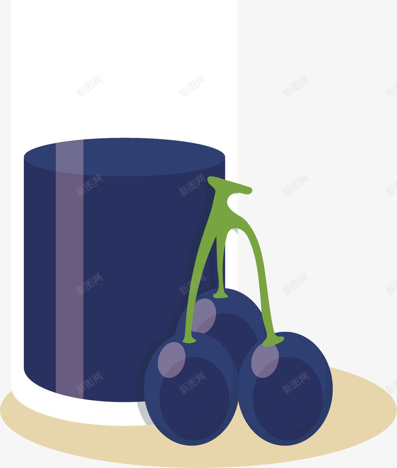 蓝莓杯子png免抠素材_88icon https://88icon.com 容器 手绘 摆放 杯子 根茎 水果 蓝莓
