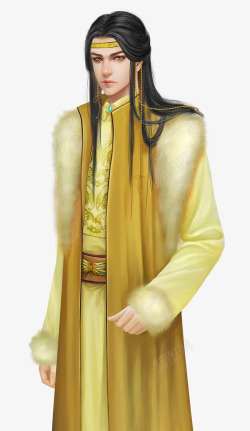 金黄服饰的男性人物王爷素材