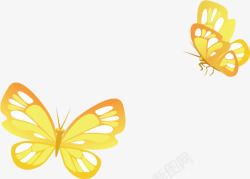 两个金色蝴蝶卡通图案素材
