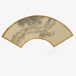 灰色中国传统扇形画面素材