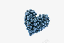 实物蓝色心形野生蓝莓素材