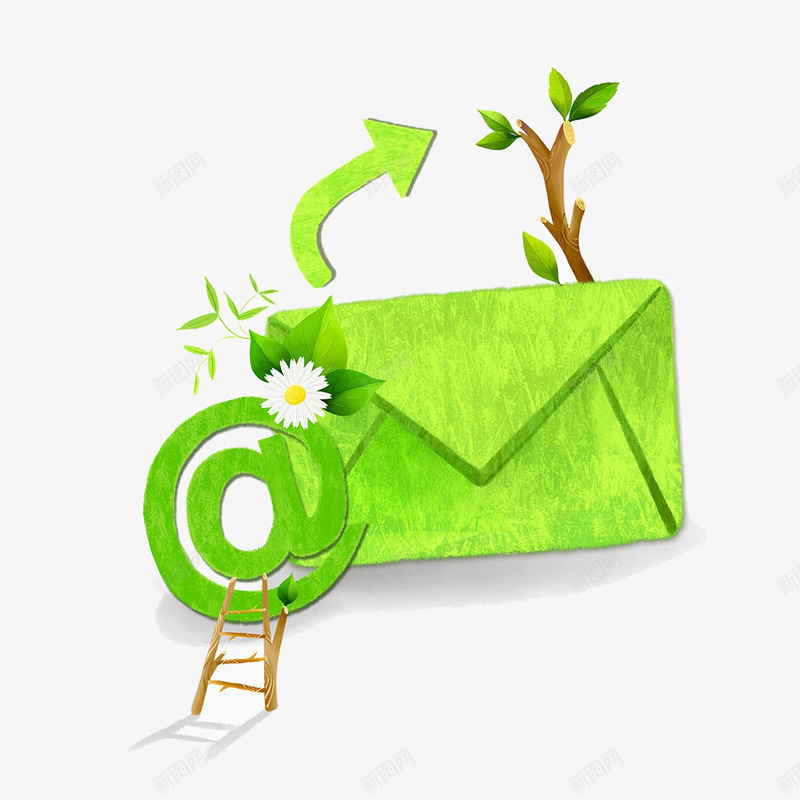 电子邮件插画png免抠素材_88icon https://88icon.com 再循环 电子邮件 电子邮件插画 绿色