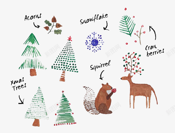 小清新手绘西方麋鹿松鼠psd免抠素材_88icon https://88icon.com 娓呮柊椋 楣 缁胯壊 鍔墿 鍙跺瓙 鏉炬爲 鏉鹃紶