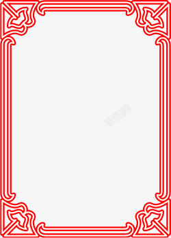 红色线条透明花纹边框素材