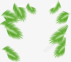 边角椰树树叶装饰矢量图素材