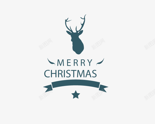 圣诞节文字麋鹿png免抠素材_88icon https://88icon.com 免抠艺术字 免抠麋鹿头 圣诞节文字 星星 绿色的丝带 麋鹿