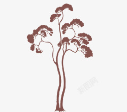 单色松树传统纹样素材