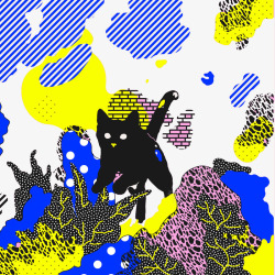 彩绘图案中的猫咪素材