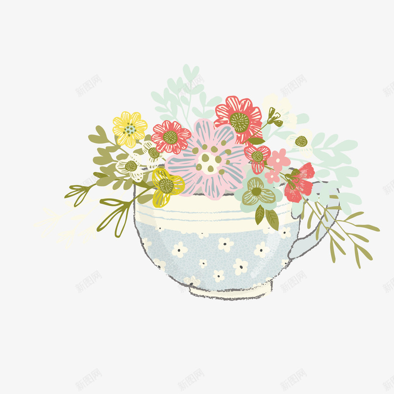 花朵淡蓝色手绘矢量图ai免抠素材_88icon https://88icon.com 卡通 唯美 小清新 手绘 杯子 淡蓝色 花儿 花卉 花朵 矢量图