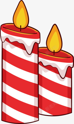 红白色条纹圣诞节蜡烛素材