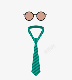 男士商务领带与眼镜素材