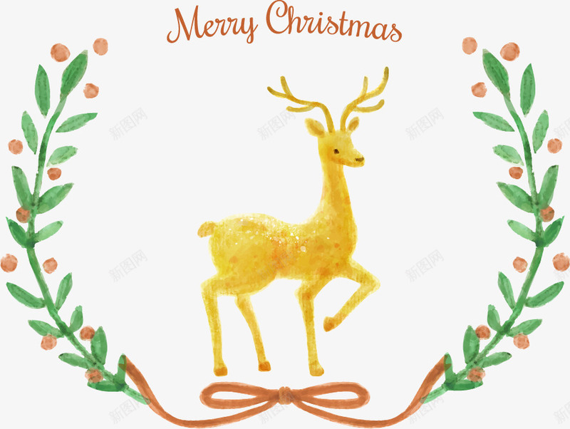 绿色清新圣诞节麋鹿装饰图案png免抠素材_88icon https://88icon.com 免扣PNG 圣诞节 木梁 清新 绿色 装饰图案