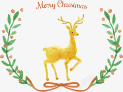绿色清新圣诞节麋鹿装饰图案素材