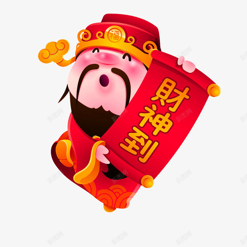 红色卡通财神装饰图案png免抠素材_88icon https://88icon.com 免抠PNG 卡通 红色 装饰图案 财神