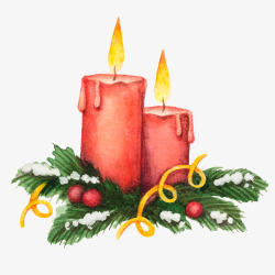 圣诞蜡烛装饰插画素材