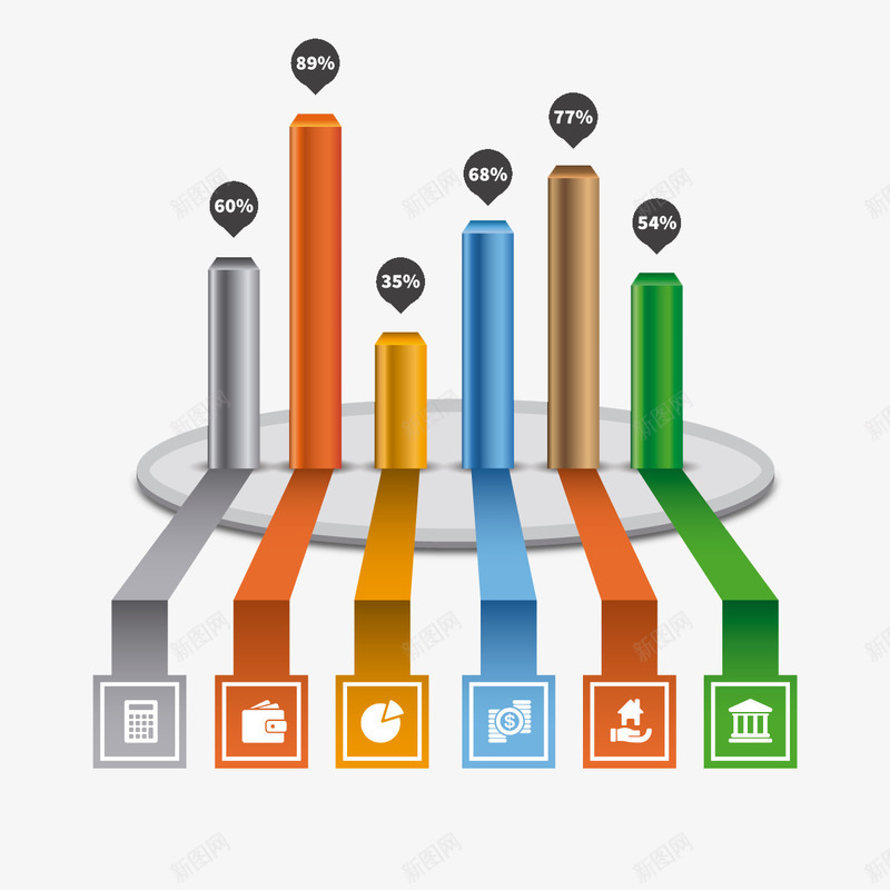 PPT立柱png免抠素材_88icon https://88icon.com PPT素材 商务 圆盘 数据柱 条幅数据