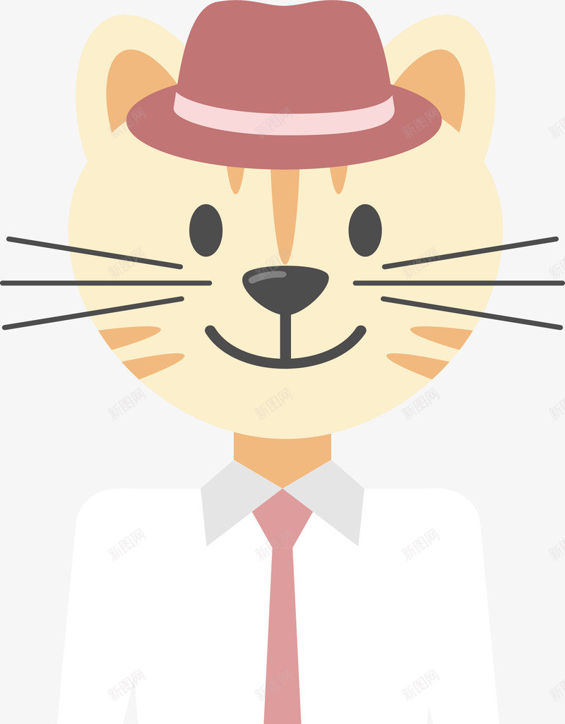 戴礼帽的猫咪先生矢量图eps免抠素材_88icon https://88icon.com 卡通猫咪 猫咪 猫咪先生 白色衬衫 矢量png 红色礼帽 矢量图