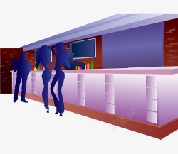 平面酒吧素材卡通手绘现代时尚酒吧场景矢量图高清图片