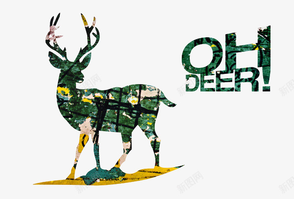 绿色麋鹿OHDEERpng免抠素材_88icon https://88icon.com DEER OH 绿色 麋鹿