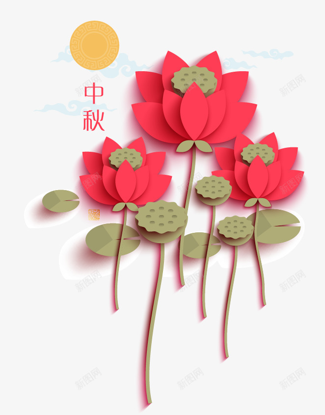 时尚创意中秋节海报元素png免抠素材_88icon https://88icon.com 中元节 佳节 八月十五 团圆 时尚创意中秋节海报元素 月圆 月饼