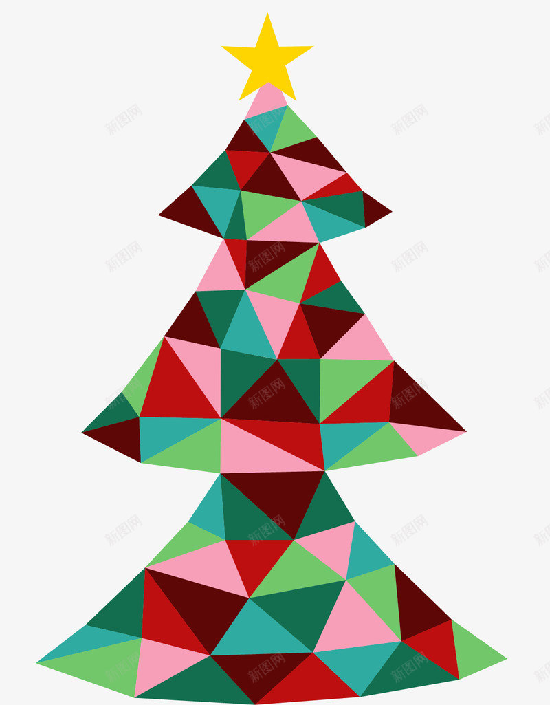 三角拼接圣诞树矢量图eps免抠素材_88icon https://88icon.com 圣诞树 星星 矢量图