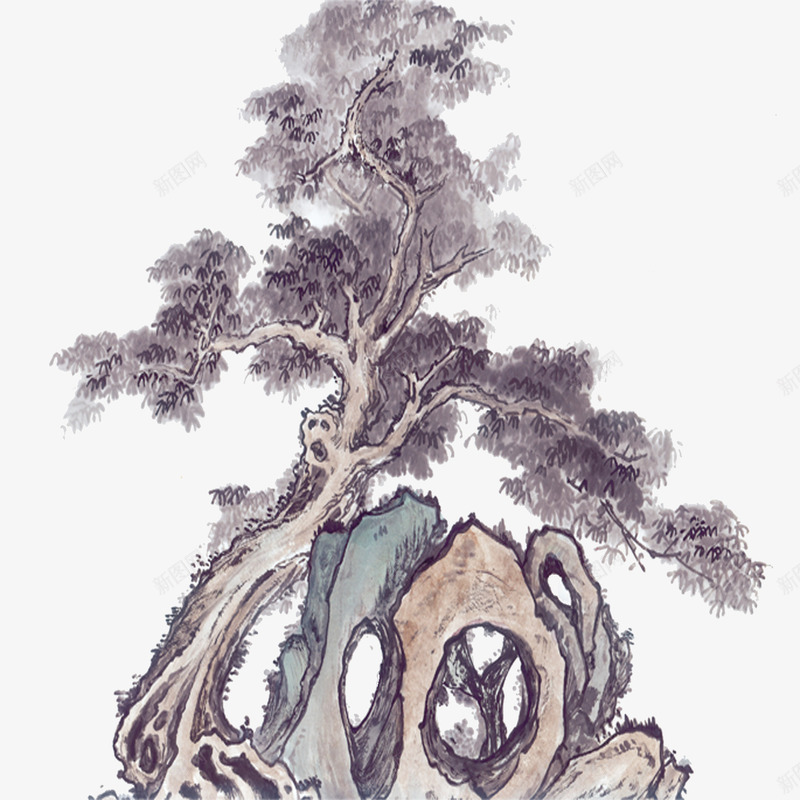 怪石和小树png免抠素材_88icon https://88icon.com 中国风 小树 怪石 松树 灰色 观赏树