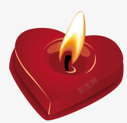燃烧的红色情人节蜡烛手绘素材