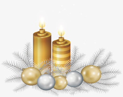 金色温暖圣诞蜡烛矢量图素材