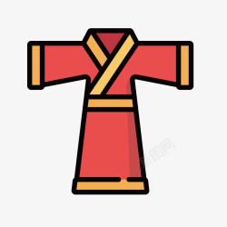 红色手绘中国传统服饰矢量图素材