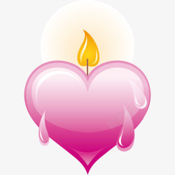 卡通手绘粉色心形蜡烛素材