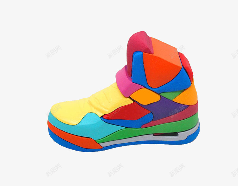 用3D软件制作的鞋png免抠素材_88icon https://88icon.com 彩色 拼接 涂鸦鞋 设计 鞋子