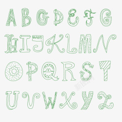 绿色英文字母粉笔字卡通字素材