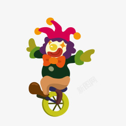 手绘小丑骑单车形象素材