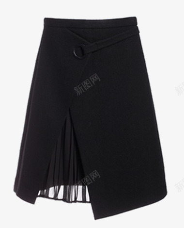 黑色半身裙png免抠素材_88icon https://88icon.com 拼接 褶皱 雪纺 黑色