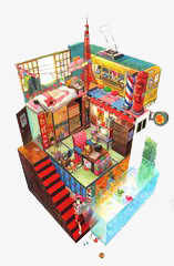 彩色小屋png免抠素材_88icon https://88icon.com 小屋 彩色 空间 立体