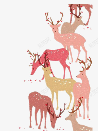 一群美丽的麋鹿png免抠素材_88icon https://88icon.com 手绘 插画 装饰