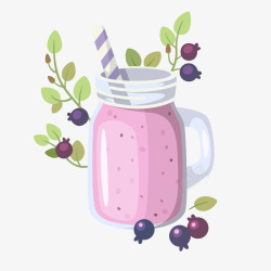 灰色杯装的紫色蓝莓汁矢量图素材