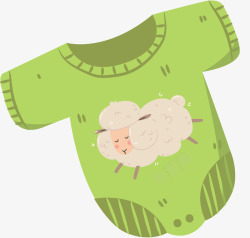 绿色连脚衣服可爱卡通婴儿素矢量图素材