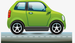绿色小汽车马路行驶矢量图素材