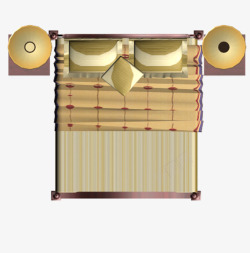 彩平图户型图木纹布艺床床头柜素材